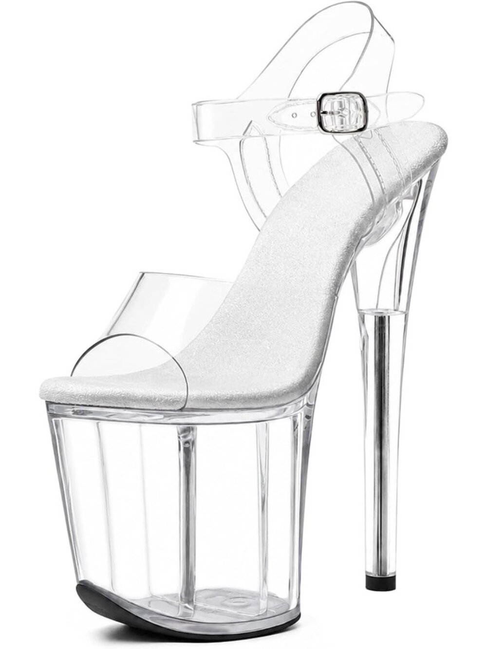Clear Platform Heels for Women - 8-Inch Stiletto Ankle-Strap Exotic Dance Shoes